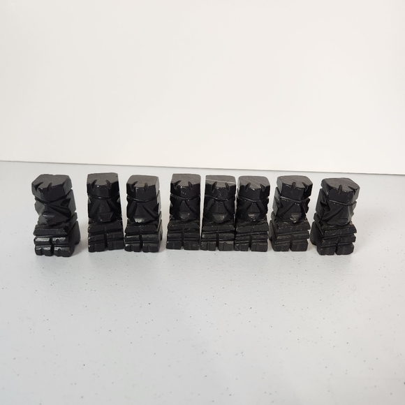 Vintage Complete 32 Piece Aztec Mexico Chess Set Carved Stone Marble Quartz 70s - Picture 3 of 8